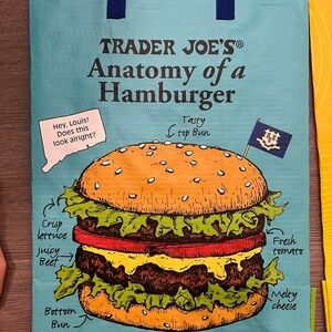 Trader Joe's Blue Hamburger Tote Bag